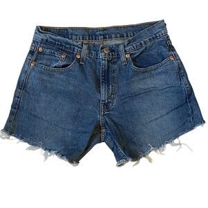 LEVIS 559 Denim Jean Shorts Cutoff Raw Hem Relaxed Fit Blue Size 30 Mens